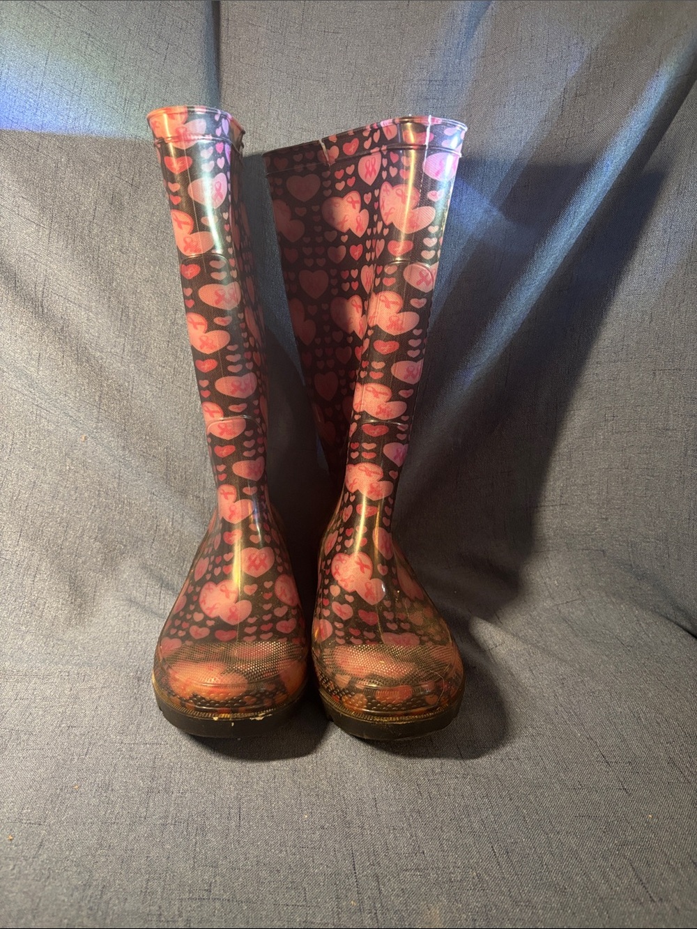 Women’s Pink Heart Pattern Waterproof Rain Boots